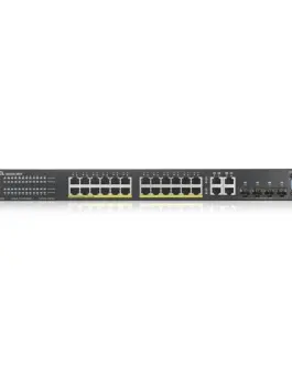 Alternative view of Суич ZyXEL GS-2220-28HP, 24 портов Layer2+, 24x Gigabit PoE + 4x Gigabit combo (RJ45/SFP), Управляем