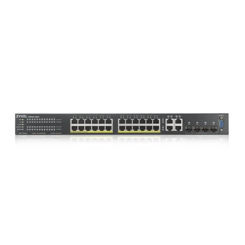 Alternative view of Суич ZyXEL GS-2220-28HP, 24 портов Layer2+, 24x Gigabit PoE + 4x Gigabit combo (RJ45/SFP), Управляем