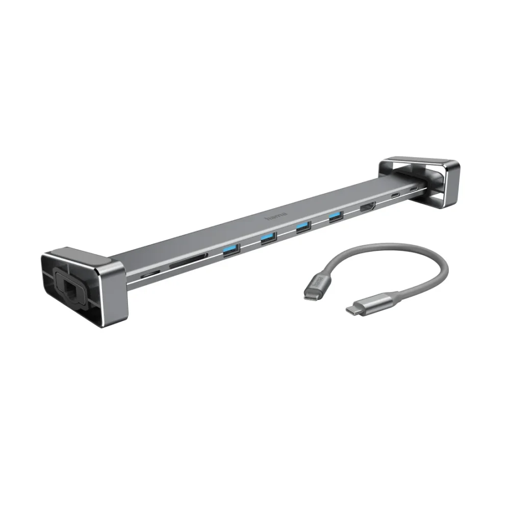Докинг станция 9 в 1 HAMA 4 x USB-A USB-C HDMI LAN SD microSD Сива
