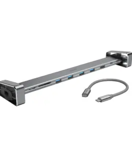 Докинг станция 9 в 1 HAMA 4 x USB-A USB-C HDMI LAN SD microSD Сива