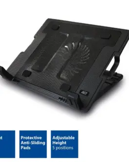 Alternative view of Охладител за лаптоп ACT, До 17", С един вентилатор, 2 x USB хъб, Черен