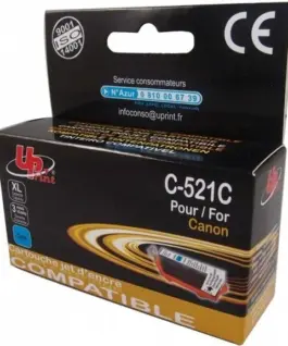 Мастилница UPRINT CLI521 CANON, С чип, Cyan