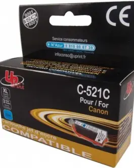 Мастилница UPRINT CLI521 CANON, С чип, Cyan