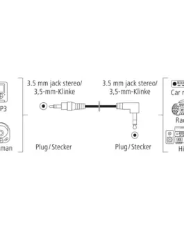 Alternative view of Аудио кабел HAMA, 3.5мм жак мъжко - 3.5мм жак мъжко на 90°, 0.5м, Стерео, Черен