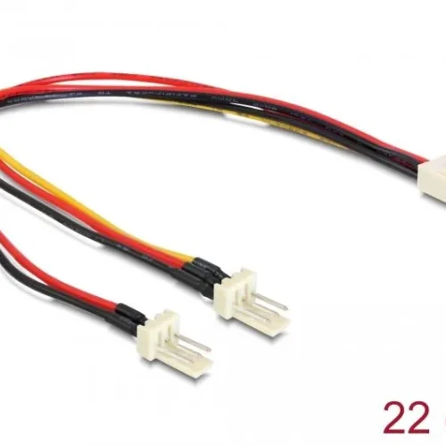 Кабел DeLock Molex 3 pin женско - 2 x Molex 3 pin мъжко (fan) 22 cm