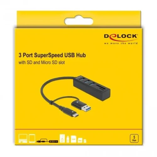 Alternative view of USB Хъб, 3 порта, DELOCK-63859