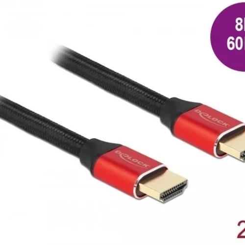 Alternative view of Кабел Delock Ultra High Speed, HDMI мъжко - HDMI мъжко, 48 Gbit/s, 8K 60 Hz, 2 м, Червен