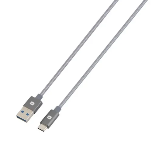Alternative view of Кабел Skross, USB-A - USB-C, Метална оплетка, 1.20 м, Сив