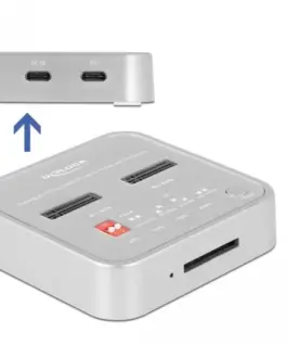 Alternative view of Докинг станция Delock 1 x M.2 NVMe SSD, 1 x M.2 SATA SSD, SD Express Card Reader, Клониране