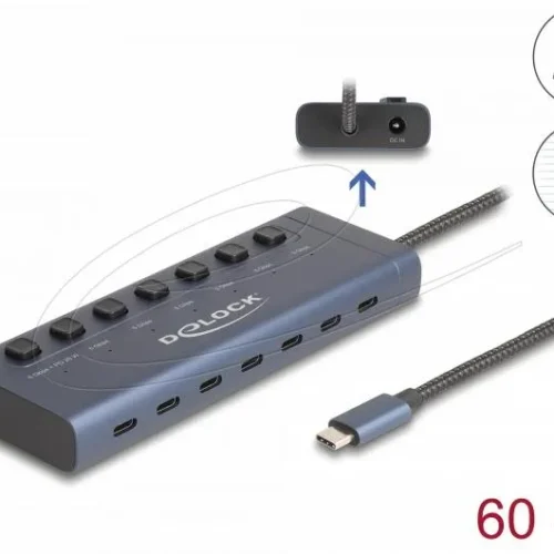 Alternative view of Delock USB Хъб, 7 x USB Type-C, 5 Gbps, 6 x Data USB-C, 1 x PD 20W