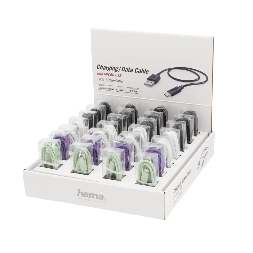 Кабел HAMA Charging Data USB 2.0 мъжко - micro USB мъжко 0.75 м. Различни