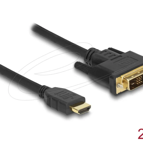 Alternative view of Кабел Delock HDMI мъжко - DVI-D 18+1 (Single Link )мъжко, 2м, двупосочен, black