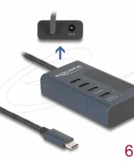 Alternative view of Delock USB Хъб, 4 порта, 10 Gbps, 3 x Data USB-C, 1 x PD 20W