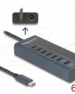 Alternative view of Delock USB Хъб, 7 порта, 10 Gbps, 6 x Data USB-C, 1 x PD 20W