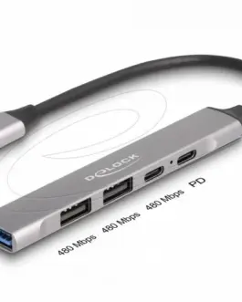 Delock Хъб USB-C 4 порта 1 x USB-A 10 Gbps 2 x USB-A 1 x USB-C USB-C PD 95 W