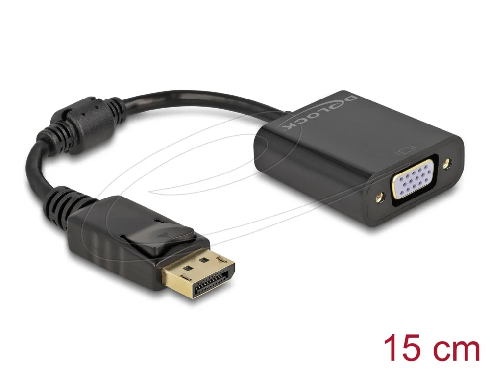 Адаптер Delock DisplayPort 1.2 мъжко към  VGA женско черно