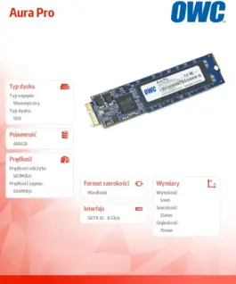 Alternative view of OWC Drive SSD Aura Pro 480GB Macbook Air 2010/2011 285-500MB/s 50-60k IOPS