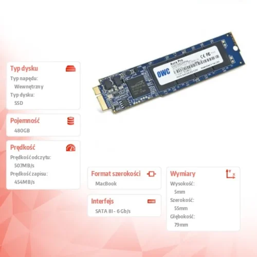 OWC Drive SSD Aura Pro 480GB Macbook Air 2010/2011 285-500MB/s 50-60k IOPS