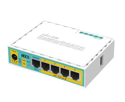 Рутер MiKrotik RB750UPr2 10/100 Mbps PoE 64 MB CPU 650MHz Бял
