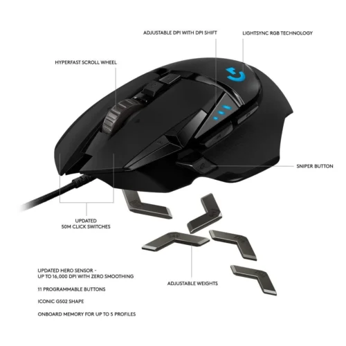Alternative view of Геймърска мишка Logitech G502 HERO Proteus Spectrum RGB