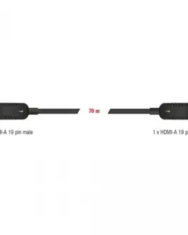 Alternative view of Оптичен кабел Delock, Активен, HDMI-A - HDMI-A мъжко, 4K, 60Hz, 70 m