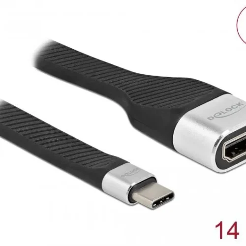 Alternative view of Кабел Delock FPC Flat Ribbon, USB-C мъжко - HDMI женско, 4K 60 Hz, 14 cm