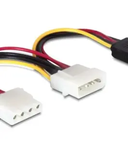 Кабел DeLock Power 4 pin мъжко към SATA 15 pin female + 4 pin женско 16.5 cm