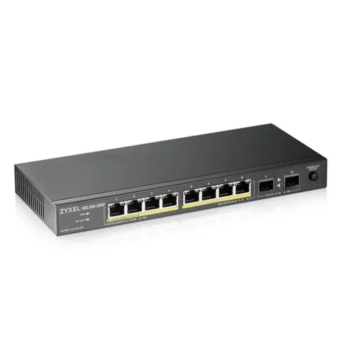Alternative view of Суич ZYXEL GS1100-10HP, 8-портов, Gigabit, PoE, 2xSFP