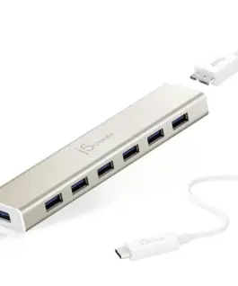 Хъб 7-портов J5 Create USB-C JCH377 USB 3.0 1:7 Бял
