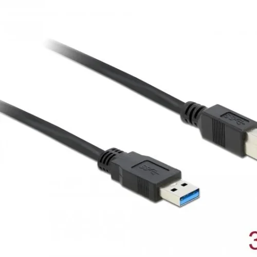 Alternative view of Кабел Delock USB-A мъжко - USB-B мъжко, 3 м, USB3.0, Екраниран, Черен