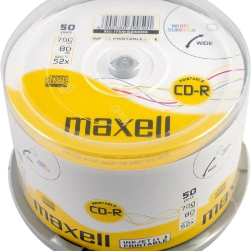 CD-R80 MAXELL 50 pk PRINTABLE 52 speed cake box