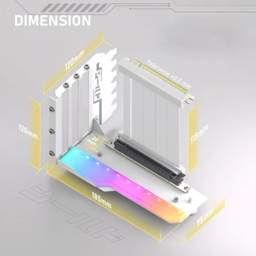Alternative view of Брекет за вертикален монтаж на GPU EZDIY-FAB RGB PCIe 4.0 Riser Cable 90°