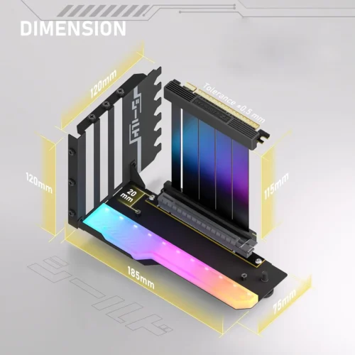 Alternative view of Брекет за вертикален монтаж на GPU EZDIY-FAB RGB PCIe 4.0 Riser Cable 90°