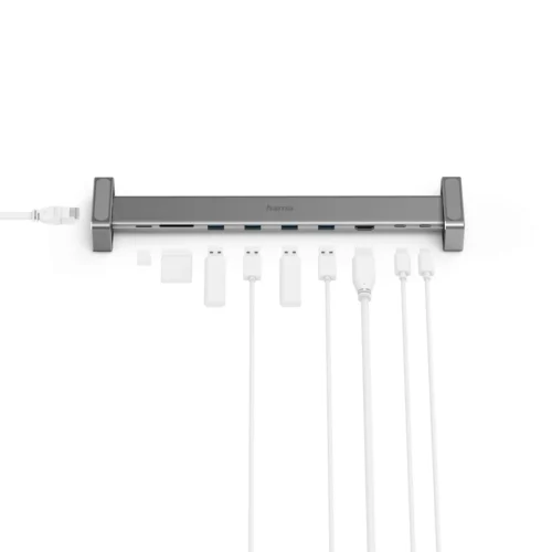 Alternative view of Докинг станция 9 в 1 HAMA, 4 x USB-A, USB-C, HDMI, LAN, SD, microSD, Сива