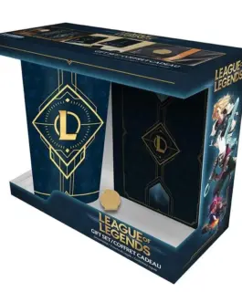 Комплект ABYSTYLE LEAGUE OF LEGENDS - Pck XXL glass + Pin + Notebook "Hextech logo"