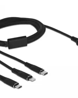 Кабел за зареждане Delock  3 в 1 USB - Lightning Micro USB- USB-C 1м