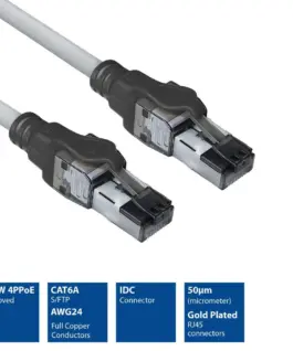 Alternative view of Мрежов пач кабел ACT S/FTP, CAT6A IDC 4PPoE/PoE++100W LZSH, 1.5 m