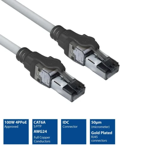 Alternative view of Мрежов пач кабел ACT S/FTP, CAT6A IDC 4PPoE/PoE++100W LZSH, 1.5 m