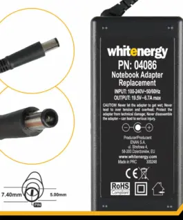 Whitenergy AC адаптер 04086 19.5V | 6.7A 130W connector 7.4x5.0mm + pin Dell