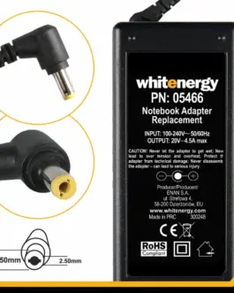 Whitenergy AC адаптер 05466 20V | 4.5A 90W connector 5.5x2.5 mm