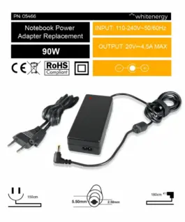 Whitenergy AC адаптер 05466 20V | 4.5A 90W connector 5.5×2.5 mm