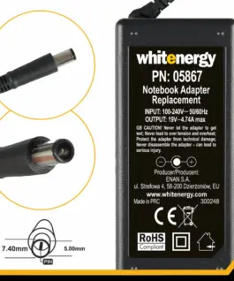 Whitenergy AC адаптер 230V - 19V 4.74A 90W connector 7.4x5.0 mm + pin HP Compaq (05867)