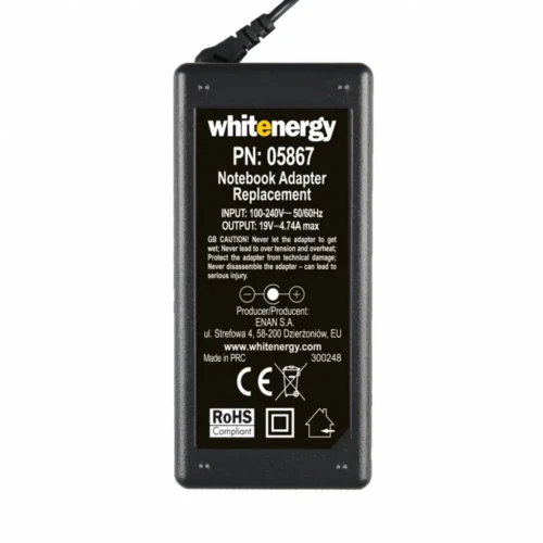 Whitenergy AC адаптер 230V – 19V 4.74A 90W connector 7.4×5.0 mm + pin HP Compaq