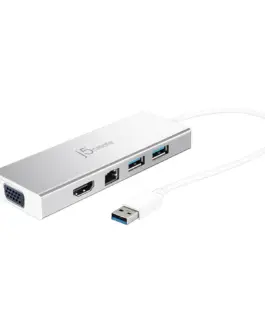 6-портов хъб j5create Mini Dock JUD380 USB 3.0 Gigabit Ethernet HDMI VGA USB-B