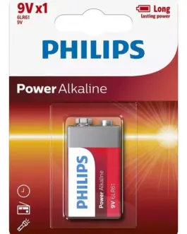 Alternative view of Алкална батерия PHILIPS Power, 6LR61P1B / 10, 6LR61, 9V, 1 брой/блистер