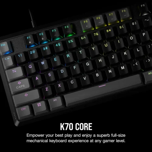 Alternative view of Геймърска механична клавиатура CORSAIR K70 Core RGB Corsair Linear Red Switch - Carbon Gray