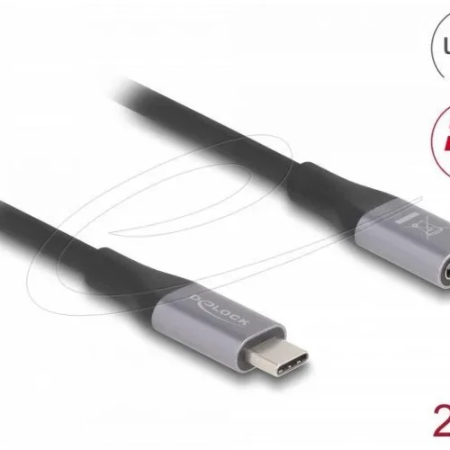 Alternative view of Delock Удължителен кабел USB-C, 40 Gbps, PD 240W, 2 м, сив