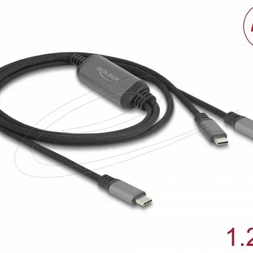 Alternative view of Delock Кабел USB-C, Y-кабел, 2 x USB-C PD 3.0, 100 W, 1.2 m