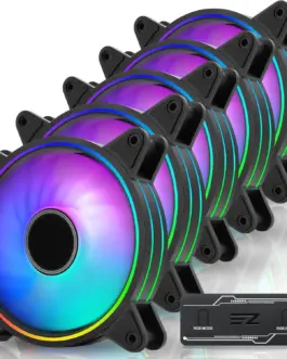 Комплект вентилатори EZDIY-FAB Moonlight Black RGB PWM 120mm - 5 Pack