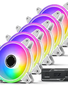 Комплект вентилатори EZDIY-FAB Moonlight White RGB PWM 120mm - 5 Pack